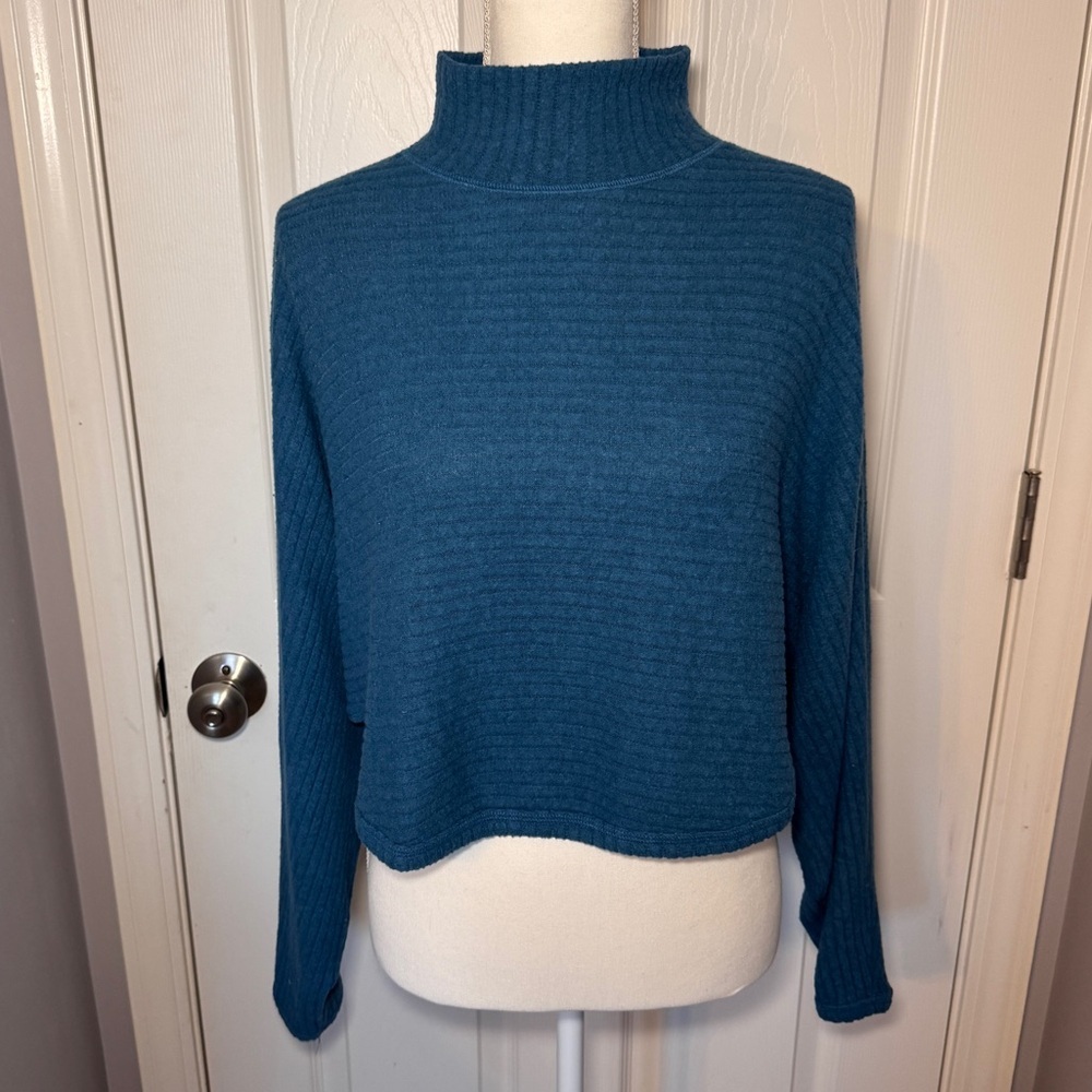 Pilcro Cozy Ribbed Turtleneck Batwing Pullover